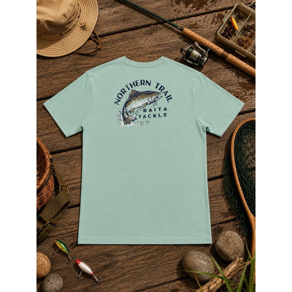 IZOD Saltwater Men Relaxed Classics Trout Graphic SS T-Shirt XL Cotton